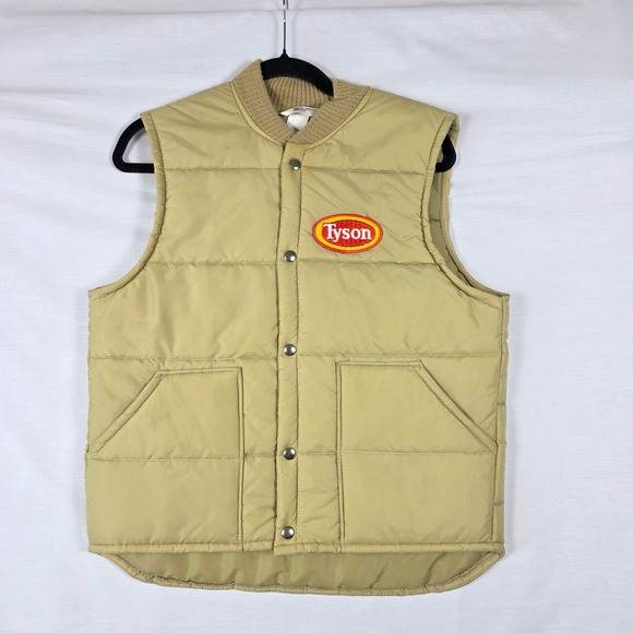 Tyson Vintage Puffer Vest Tan Quilted Snap Front Workwear Mens Sz Medium Cosplay - Picture 2 of 16